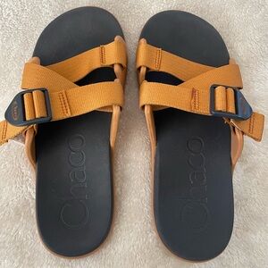 Chaco Orange/Tan Slide Sandals